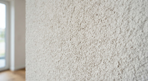 Close-up van een wand met spachtelputz-structuur